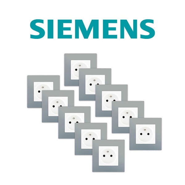 SIEMENS - SIEMENS LOT 10 Prise 2P+T Blanc Delta Viva + Plaque Silver - large