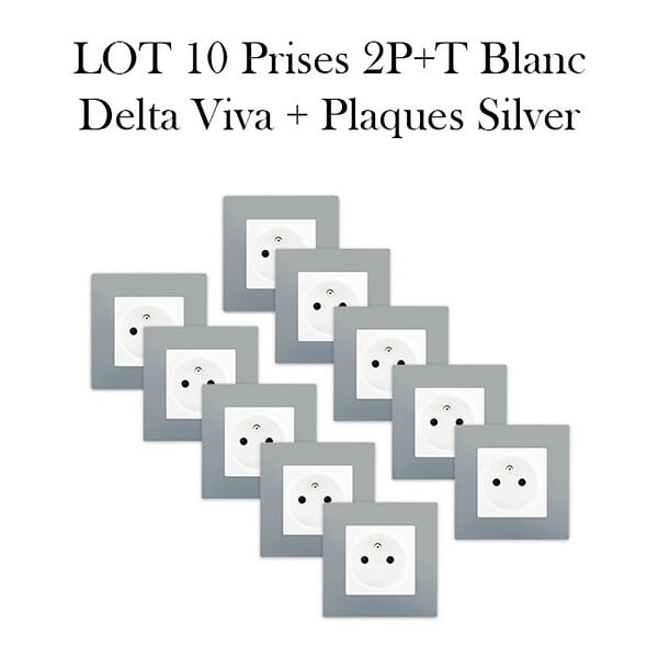 SIEMENS - SIEMENS LOT 10 Prise 2P+T Blanc Delta Viva + Plaque Silver - large