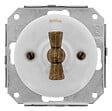 FONTINI - FONTINI GARBY COLONIAL Double Va & Vient Porcelaine Blanche Manette Bois Hêtre - vignette