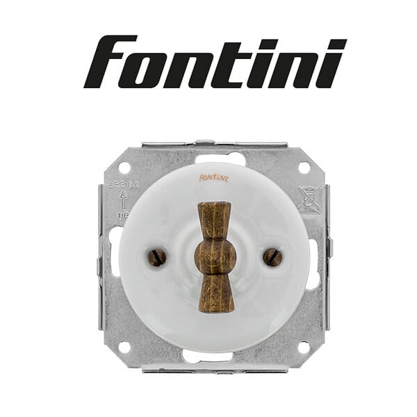 FONTINI - FONTINI GARBY COLONIAL Double Va & Vient Porcelaine Blanche Manette Bois Hêtre - large