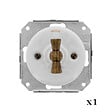 FONTINI - FONTINI GARBY COLONIAL Double Va & Vient Porcelaine Blanche Manette Bois Hêtre - vignette