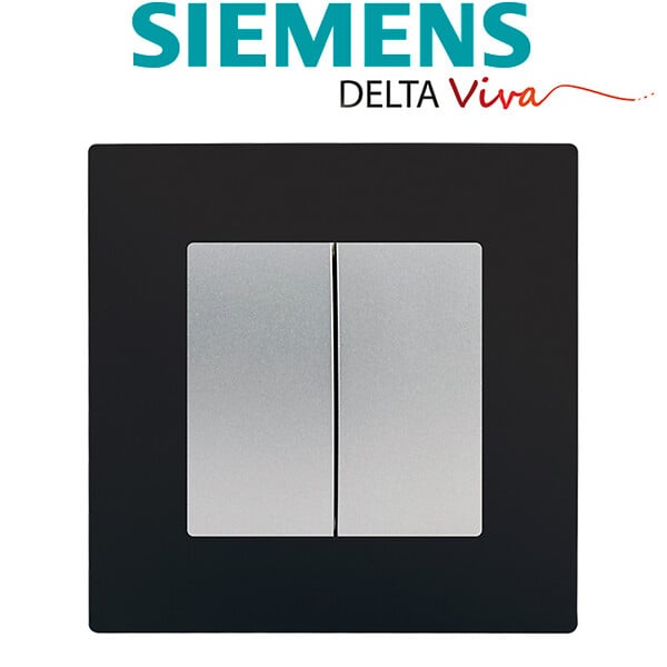 SIEMENS - SIEMENS Double Va et Vient Silver Delta Viva + Plaque Noir - large