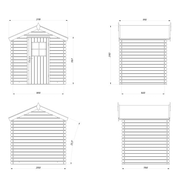 WHITE WOOD - Abri de jardin en bois  Pablo 1 - Naturel - L.218xH.218xP.191cm - large