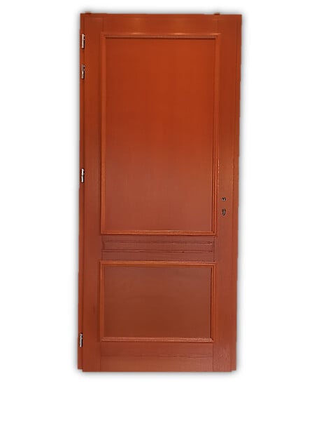 GD MENUISERIES - Porte d'entrée Bois Pleine Safran, H215 x L90 cm Côte Tableau p.Droit (Poignée, Barillet ref N158RPL -IN158RCI) - large