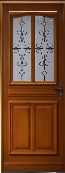 GD MENUISERIES - Porte d'entrée Bois Vitrée Perret, H215 x L90 cm Côte Tableau p. Gauche, (Poignee, Barillet ref IN158RPL2 - IN303NEW) - large