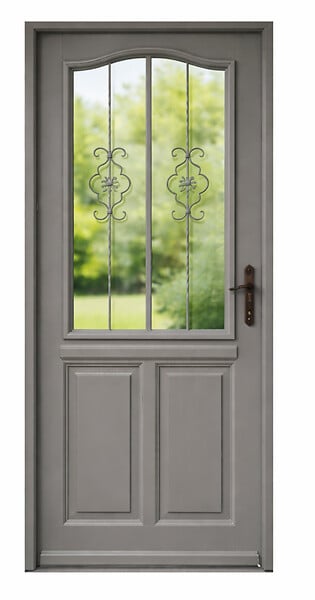 GD MENUISERIES - Porte d'entrée Bois Vitrée Santiago Gris Quartz, H200 x L90 cm Côte Tableau p.Gauche, (Poignée, Barillet ref N158RPL -IN158RCI) - large