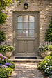 GD MENUISERIES - Porte d'entrée Bois Vitrée Alban Gris Quartz, H215 x L90 cm Côte Tableau p. Gauche, (Poignée, Barillet ref 010723NO) - vignette