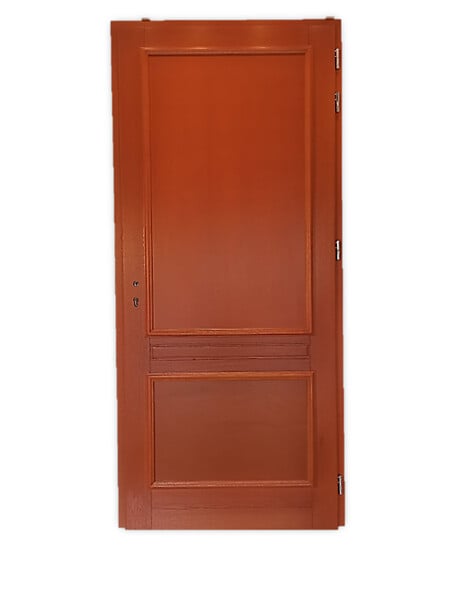 GD MENUISERIES - Porte d'entrée Bois Pleine Safran, H215 x L90 cm Côte Tableau p. Gauche, (Poignée, Barillet ref 010723NO) - large