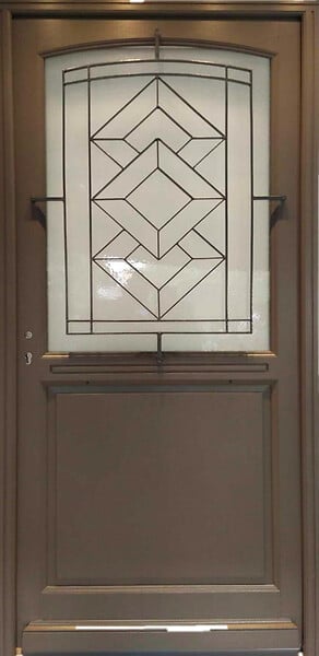 GD MENUISERIES - Porte d'entrée Bois Vitrée Elodie Gris Quartz, H215 x L90 cm Côte Tableau p.Droit (Poignee, Barillet ref 010403FP) - large