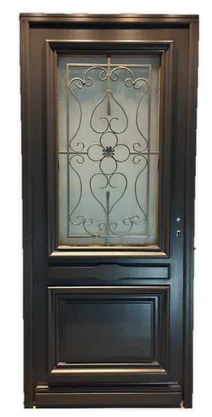 GD MENUISERIES - Porte d'entrée Bois Vitrée Candice Gris Anthr, H215 x L90 cm Côte Tableau p. Gauche, (Poignee, Barillet ref IN158RPL2 - IN303NEW) - large
