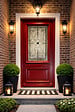 GD MENUISERIES - Porte d'entrée Bois Vitrée Canada Rouge pourpre, H215 x L90 cm Côte Tableau p.Gauche (Poignee, Barillet ref 010403RFP) - vignette