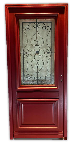GD MENUISERIES - Porte d'entrée Bois Vitrée Canada Rouge pourpre, H215 x L90 cm Côte Tableau p.Gauche (Poignee, Barillet ref 010403RFP) - large
