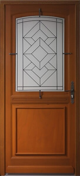 GD MENUISERIES - Porte d'entrée Bois Vitrée Elma, H215 x L90 cm Côte Tableau p.Gauche (Poignee, Barillet ref 010403FP) - large