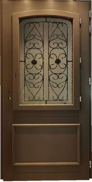 GD MENUISERIES - Porte d'entrée Bois Vitrée Adrien Gris Quartz, H215 x L90 cm Côte Tableau p. Gauche (Poignee, Barillet ref 010403RFP) - large
