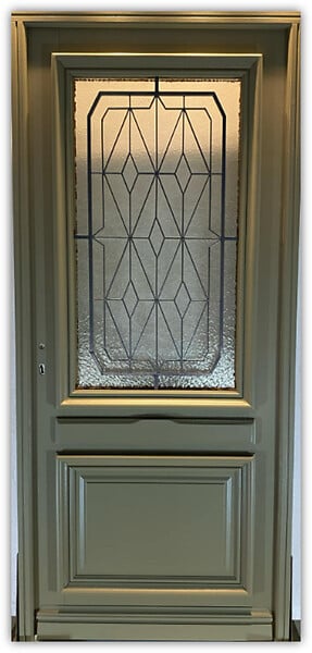 GD MENUISERIES - Porte d'entrée Bois Vitrée Canelle Vert Gris Olive, H215 x L90 cm Côte Tableau p,Droit, (Poignee, Barillet ref IN158RPL2 - IN303NEW) - large
