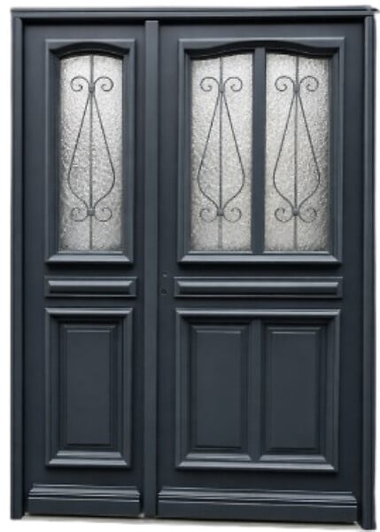GD MENUISERIES - Porte d'entrée Bois Tiercée Mathilde Gris Anthr, H215xL140 cm Côte Tableau p.Droit, (Poignee, Barillet ref IN158RPL2 - IN303NEW) - large