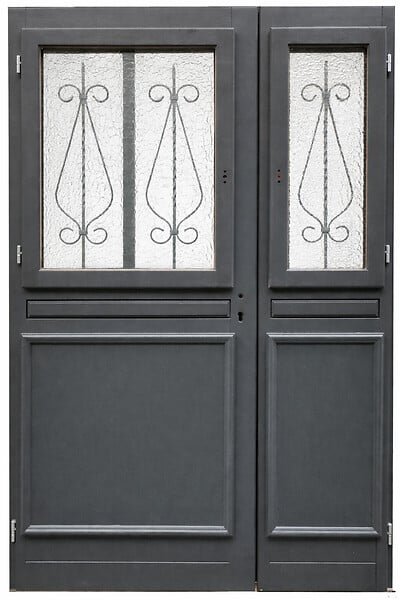 GD MENUISERIES - Porte d'entrée Bois Tiercée Mathilde Gris Anthr, H215xL140 cm Côte Tableau p.Droit, (Poignee, Barillet ref IN158RPL2 - IN303NEW) - large