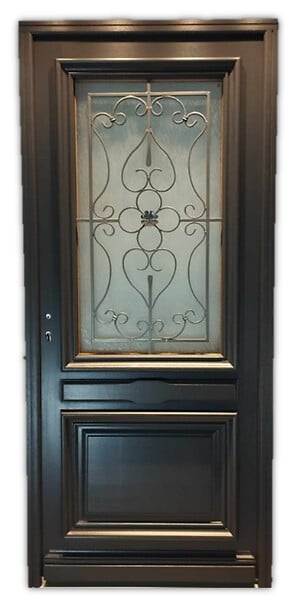 GD MENUISERIES - Porte d'entrée Bois Vitrée Candice Gris Anthr, H215 x L90 cm Côte Tableau p,Droit (Poignee, Barillet ref 010403RFP) - large
