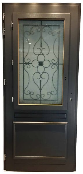 GD MENUISERIES - Porte d'entrée Bois Vitrée Candice Gris Anthr, H215 x L90 cm Côte Tableau p,Droit (Poignee, Barillet ref 010403RFP) - large