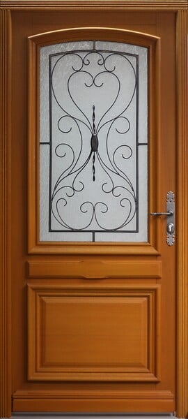 GD MENUISERIES - Porte d'entrée Bois vitrée, Curcuma, H215 x L90 cm Côte Tableau p.Gauche, (Poignee, Barillet ref IN158RPL2 - IN303NEW) - large