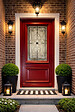 GD MENUISERIES - Porte d'entrée Bois Vitrée Canada Rouge pourpre, H215 x L90 cm Côte Tableau p.Droit, (Poignee, Barillet ref IN158RPL2 - IN303NEW) - vignette