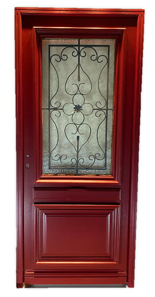GD MENUISERIES - Porte d'entrée Bois Vitrée Canada Rouge pourpre, H215 x L90 cm Côte Tableau p.Droit, (Poignee, Barillet ref IN158RPL2 - IN303NEW) - large