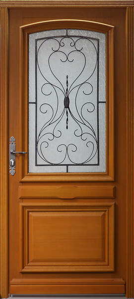 GD MENUISERIES - Porte d'entree Bois vitree, Curcuma, H215 x L80 cm Côte Tableau p.Droit - large