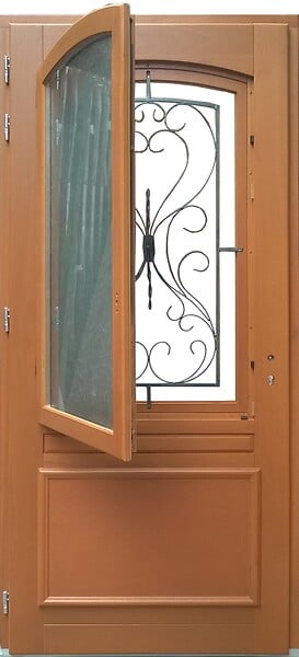 GD MENUISERIES - Porte d'entree Bois vitree, Curcuma, H215 x L80 cm Côte Tableau p.Droit - large