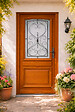 GD MENUISERIES - Porte d'entree Bois vitree, Curcuma, H215 x L80 cm Côte Tableau p.Gauche (Poignee, Barillet ref 010403RFP) - vignette