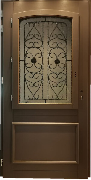 GD MENUISERIES - Porte d'entrée Bois Vitrée Adrien Gris Quartz, H215 x L90 cm Côte Tableau p.Droit, (Poignee, Barillet ref IN158RPL2 - IN303NEW) - large