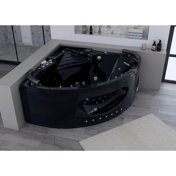 DISTRIBAIN - Baignoire balnéo Lisbonne Noire 34 jets Whirlpool - large