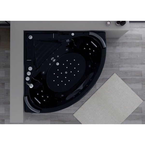 DISTRIBAIN - Baignoire balnéo Lisbonne Noire 34 jets Whirlpool - large