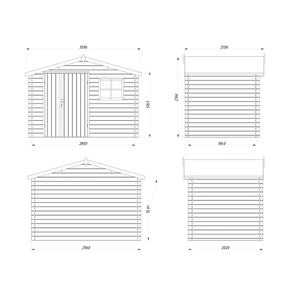 WHITE WOOD - Abri de jardin en bois Pablo 3  - L.310xH.217xP.216cm - large