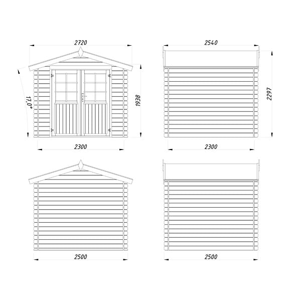 WHITE WOOD - Abri de jardin en bois  Valence 1 - L.272xH.230xP.254cm - large