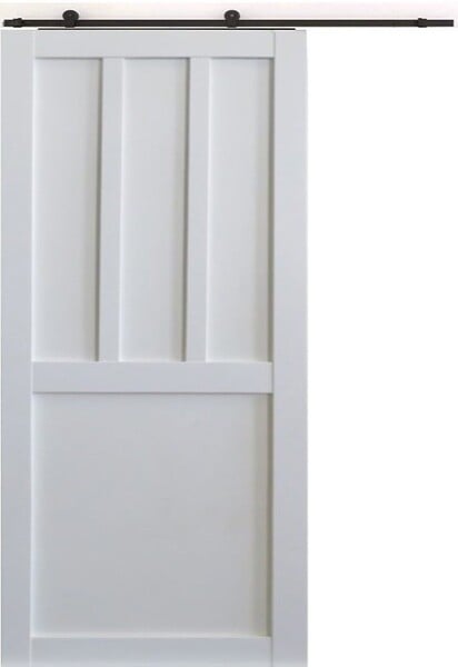 GD MENUISERIES - Porte Coulissante Atelier 2 panneaux blanc H204 x L83 cm, Rail Roulettes - large