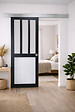 GD MENUISERIES - Porte Coulissante Atelier noir, blanc Vitrée H204 x L83 cm, Rail Alu, Coquilles - vignette