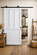 GD MENUISERIES - Porte Coulissante Atelier 2 panneaux blanc H204 x L73 cm, Rail roulettes, Coquilles - vignette