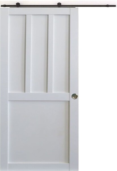 GD MENUISERIES - Porte Coulissante Atelier 2 panneaux blanc H204 x L73 cm, Rail roulettes, Coquilles - large