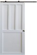 GD MENUISERIES - Porte Coulissante Atelier 2 panneaux blanc H204 x L73 cm, Rail roulettes, Coquilles - vignette