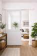 GD MENUISERIES - Porte Coulissante Atelier Blanc H204 x L83 cm sans meneau, Rail alu Bandeau Blanc, Coquilles - vignette