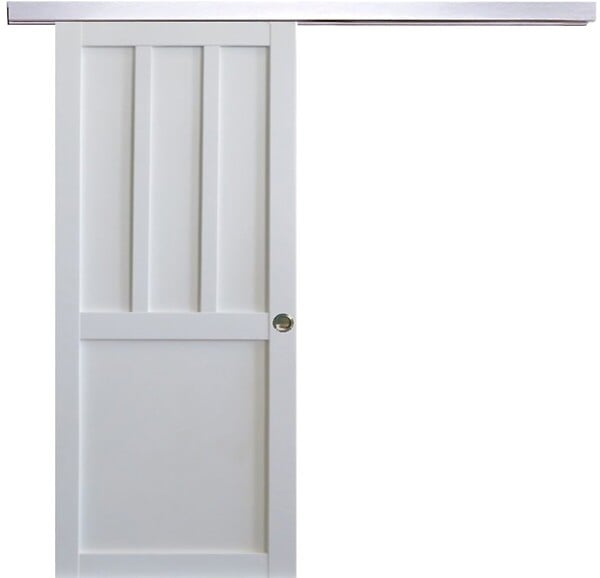 GD MENUISERIES - Porte Coulissante Atelier 2 panneaux blanc H204 x L83 cm, Rail Alu, Coquilles - large