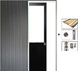 GD MENUISERIES - Porte Coulissante Atelier Noir H204 x L83 cm sans meneau, Galandage, kit finition - vignette