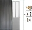 GD MENUISERIES - Porte Coulissante Atelier Blanc vitre depoli H204 x L83 cm, Galandage, kit de finition - vignette