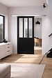 GD MENUISERIES - Porte Coulissante Atelier Noir H204 x L83 cm, Rail Alu, Coquilles Noir - vignette