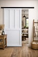 GD MENUISERIES - Porte Coulissante Atelier 2 panneaux blanc H204 x L73 cm, Rail Alu bandeau noir - vignette