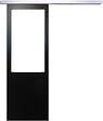 GD MENUISERIES - Porte Coulissante Atelier Noir Vitrée H204 x L83 cm sans meneau, Rail Alu - vignette