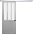 GD MENUISERIES - Porte Coulissante Atelier Blanc vitre depoli H204 x L73 cm, Rail Alu, Coquilles - vignette