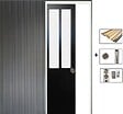 GD MENUISERIES - Porte Coulissante Atelier Noir vitre depoli H204 x L73 cm, Galandage, kit finition - vignette