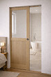 GD MENUISERIES - Porte Coulissante Atelier placage chene Vitrée H204 x L83 cm, Galandage - vignette