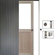 GD MENUISERIES - Porte Coulissante Atelier placage chene Vitrée H204 x L83 cm, Galandage - vignette